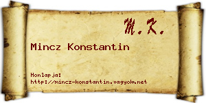 Mincz Konstantin névjegykártya